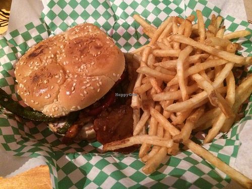 Secret chickn burger. So messy. at Green New American Vegetarian in Phoenix