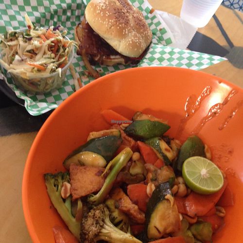 A bowl and a burger at Green New American Vegetarian in Phoenix