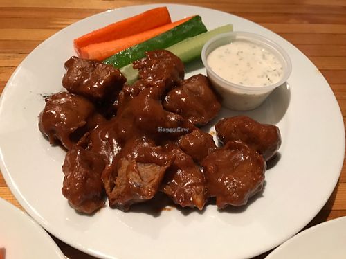 Wings in a spicy peanut sauce (secret menu item) at Green New American Vegetarian in Phoenix