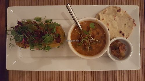 Potato cakes with tarka dahl  at The Bean Inn in St Ives