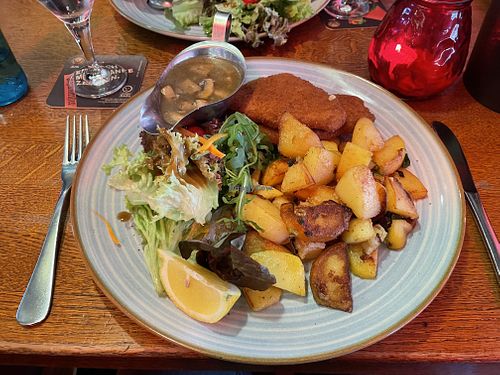 The schnitzel from the vegan meny  at Lagom in Berlin