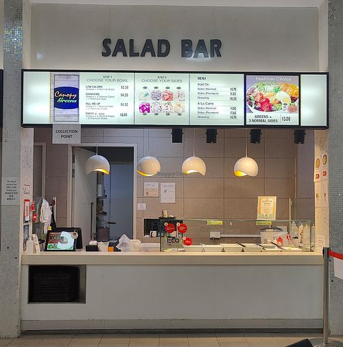 Stall Front and menu at Canopy Greens in Central Singapore