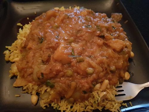 Vegan Desi Naga with nut pilau rice 🌶 at Spice Station in South Shields
