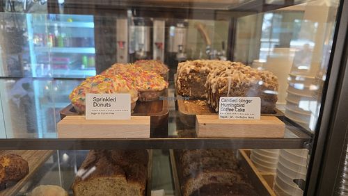 Sprinkled Donuts (rare) and Hummingbird Coffee Cake at Pure Bean Idy in Idyllwild