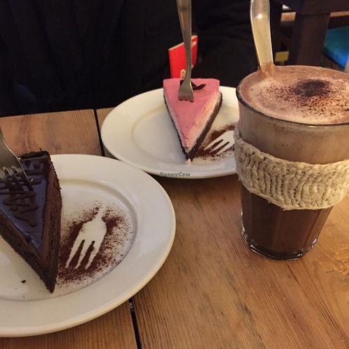 cakes and hot chocolate  at Freckles in Berlin