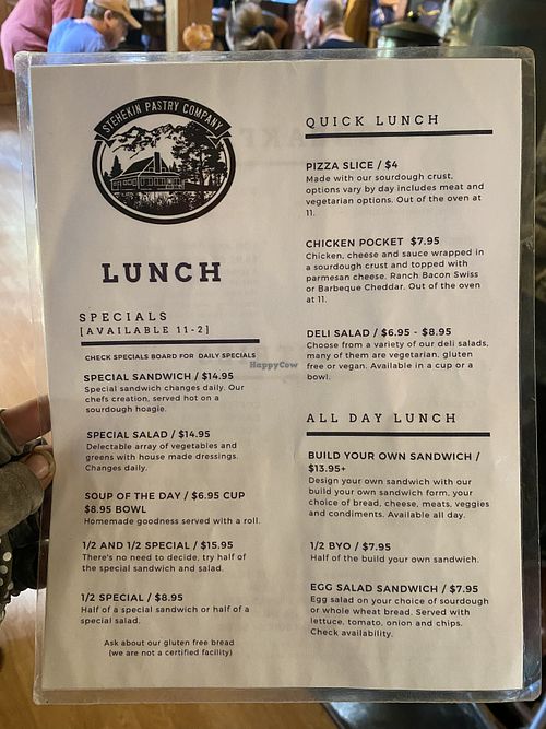 Menu  at Stehekin Pastry Company in Stehekin