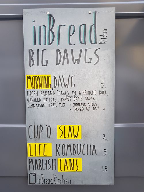 Menu at InBreadKitchen in Newcastle Upon Tyne