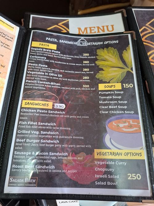 Menu at Sagada Brew in Sagada