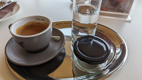 How coffee is served at Sladobar in Opatija