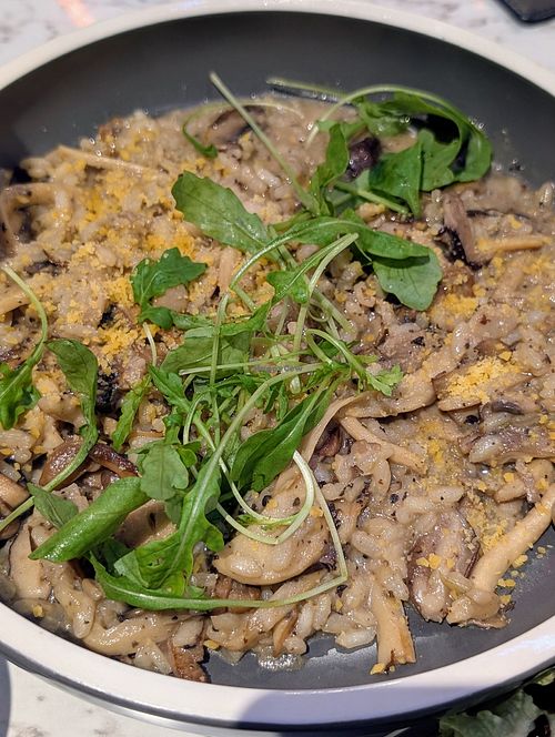 Creamy mushroom truffle risotto at Vegan Amore 蔬慕 in Taipei