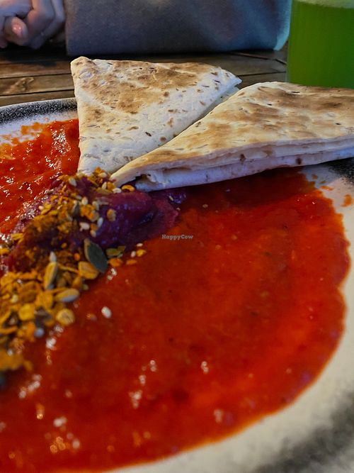 Bell pepper sause and bread at Matcha Brunch in Carcavelos