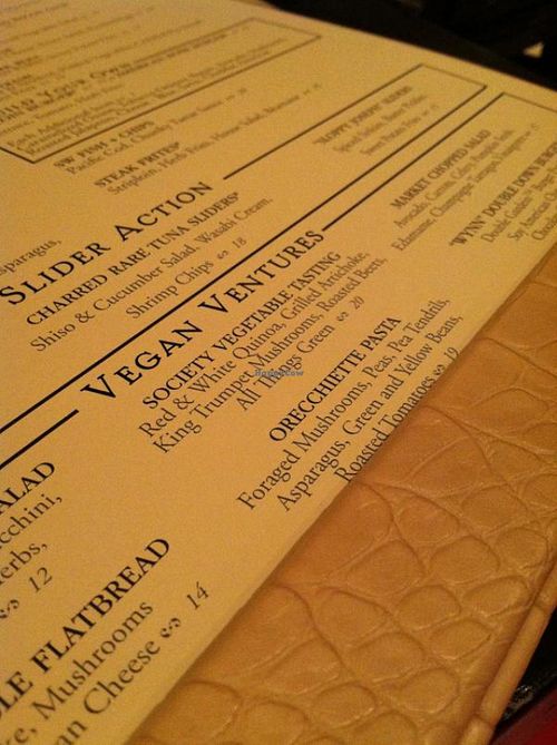 Veg part of the menu at Wynn Encore Hotel - Society Cafe in Las Vegas