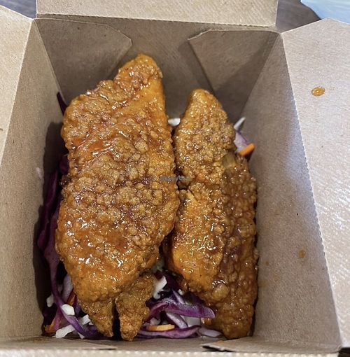 Chicken tenders with hot honee sauce  at Native Foods in Boulder