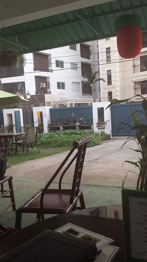 View of garden from the tables at Jardin Verde in Santo Domingo