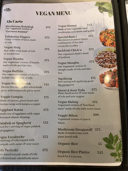 Menu  at Vegan Cebu CIty - Wholefoods Plant-Based Cafe in Cebu