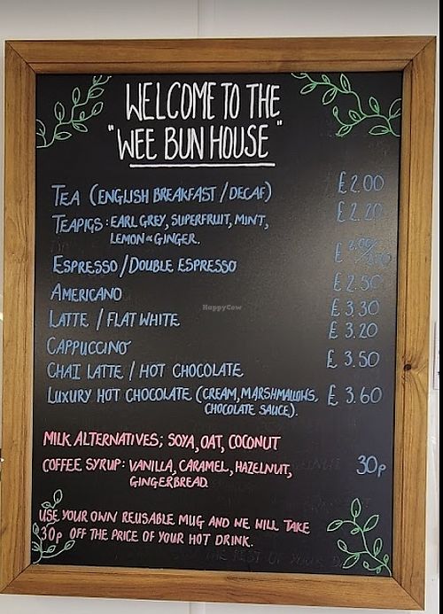 Coffee options   at Wee Bun House in Kyle