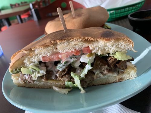 Asada torta - fire!!!!!!!   at El Cantaro Vegan Taqueria in Sacramento