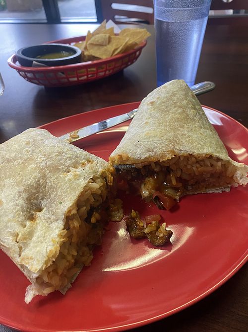 Burrito 🌯 - Interior 👀  at El Cantaro Vegan Taqueria in Sacramento