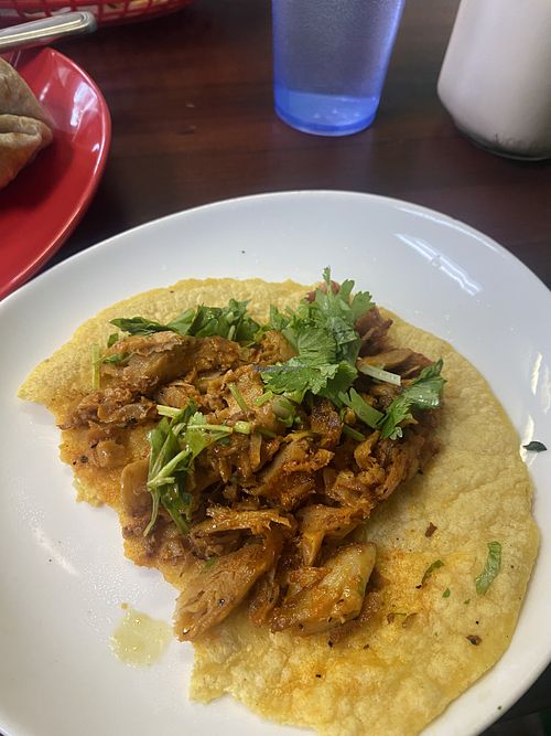 Already Digging In - Vegan Chick’n Taco 🌮😋💗  at El Cantaro Vegan Taqueria in Sacramento