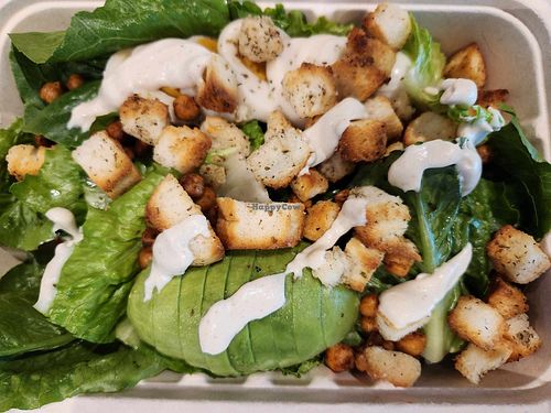 So good vegan eggs?! salad with chickpeas, avo, croutons, greens and vegan mayo at GREEN & SUNNY in Bangkok