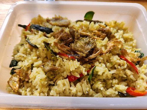 Green curry fried rice! So spicy! But tasty! at GREEN & SUNNY in Bangkok
