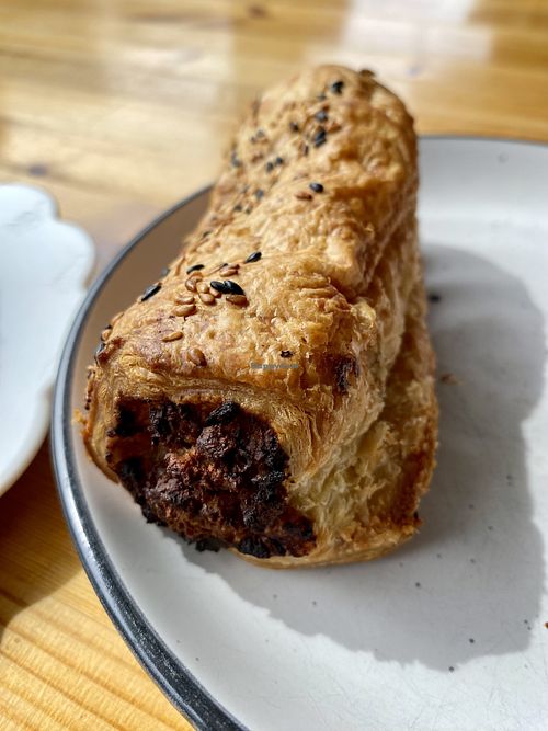 Vegan kimchi sausage rolll with a  at Miss Sina in Marrickville