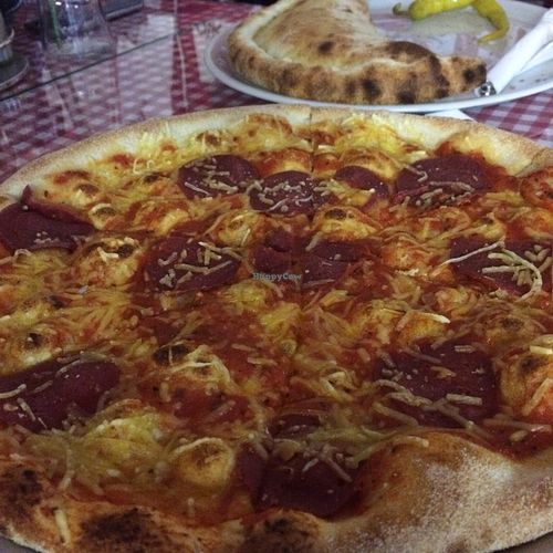 Vegan salami and vegan calzone at Zeus Pizza in Berlin