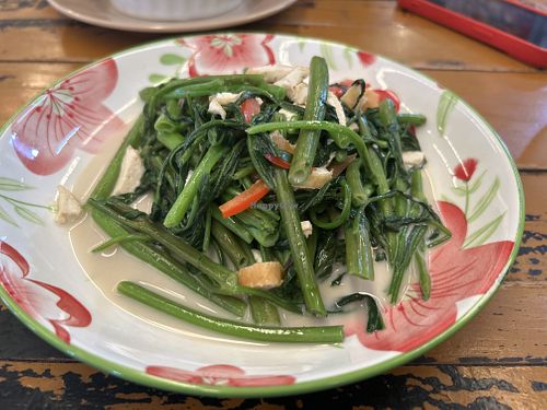 Stir fried morning glory with coconut milk   at 17 Vegetarian Food Stall in Koh Phangan