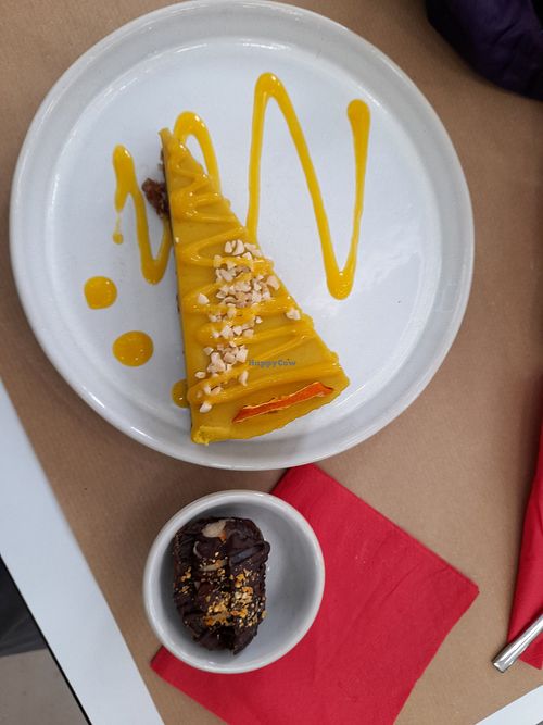 Mandarin cake with complimentary almond-stuffed date at Anthema - Central in Athens