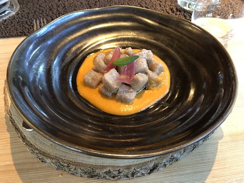 Gnocchi with pepperoni sauce   at Aidin Restaurant in Canazei