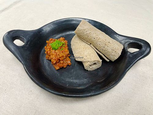 Spicy Misir Wot and Injera at Ebony Ethiopian Cuisine in San Luis Obispo