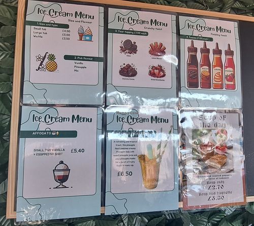 Ice cream menus at The Dough Cartel in Glasgow