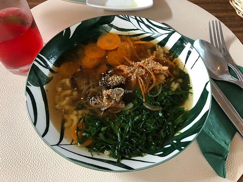 Miso soup (Alentejo style) and hibiscus lemonade   at PREC - Processo Regenerativo em Curso in Mertola