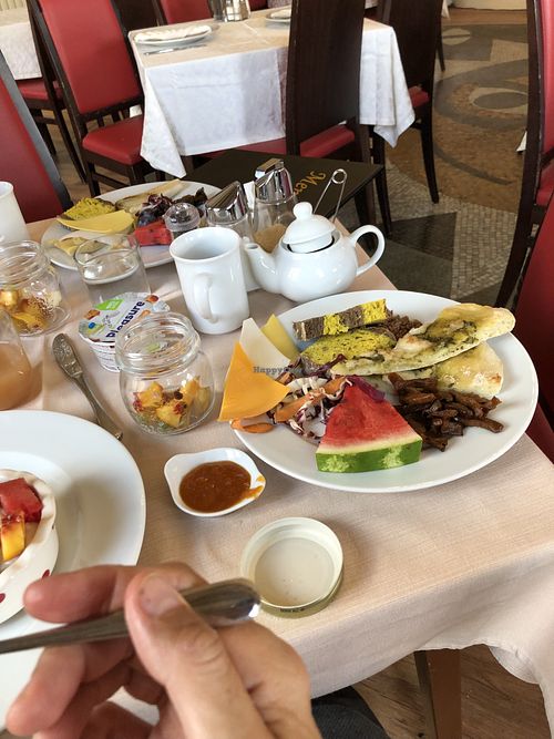 Tea and stuff from the vegan table  at PiranArt Restaurant & Gelateria & Caffeteria in Piran