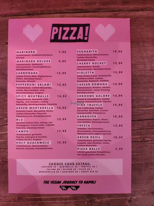 Menu at RAZZO Vegan Pizza Bar in Cologne