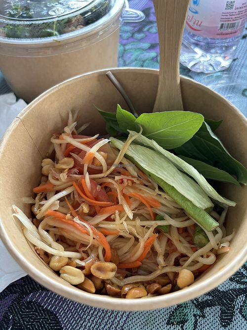 Papaya salad.. spicy 🌶️   at Veganerie - Lasalle in Bangkok