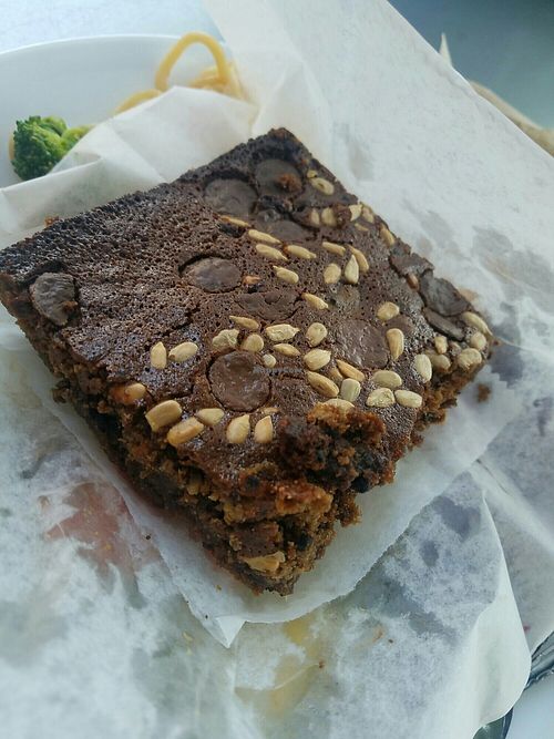 Chocolate Sunflower Seed Brownie at Four Seasons Natural Foods Cafe in Saratoga Springs