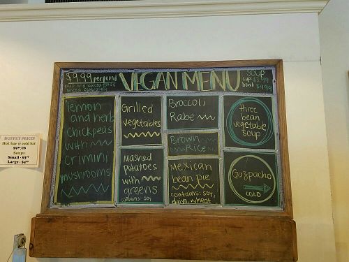 The vegan menu that day. Changes every day. at Four Seasons Natural Foods Cafe in Saratoga Springs