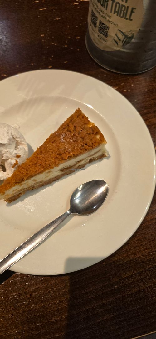 Vegan cheesecake with vegan ice cream at Farmhouse Inns - Walnut Tree Farm in Southampton