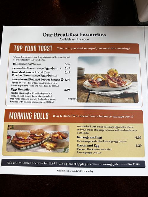 Breakfast menu  at Farmhouse Inns - Westgate Farm in Edinburgh