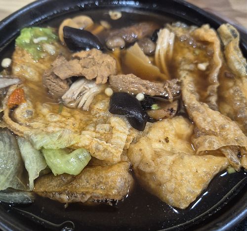 Bak kut teh soup with rice at Veggie Century in Batu Caves