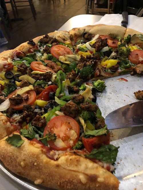 The Mega Veggie w Jerk Tempeh at Mellow Mushroom in Jacksonville Beach