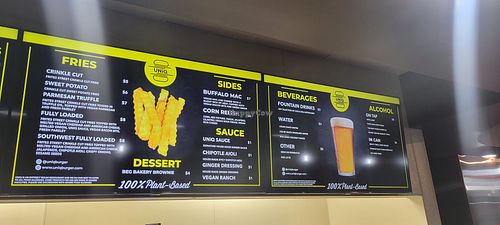Counter menu at UNiQ Burger in Scottsdale