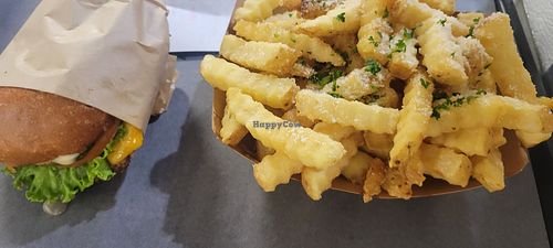 Parm fries and a burger at UNiQ Burger in Scottsdale