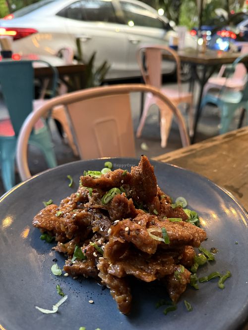 Vegan orange chikin  at Vegan Ramen Mei - Condesa in Mexico City