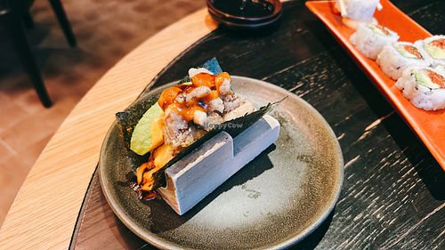 crispy mushroom hand roll  at Planta Queen in Chicago