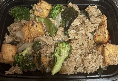 Vegan & gluten free basil friend rice  at Thai Chili Restaurant in Kent