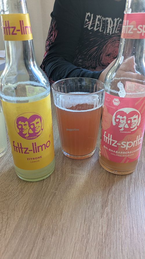 Fritz drinks at Fika Ladencafé in Munich