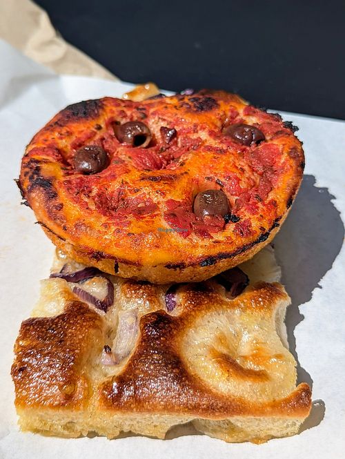 Focaccia and baresina con olive at The Sanctuary in Berlin