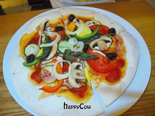 vegan pizza !!  at Real Food - The Central in Central Singapore